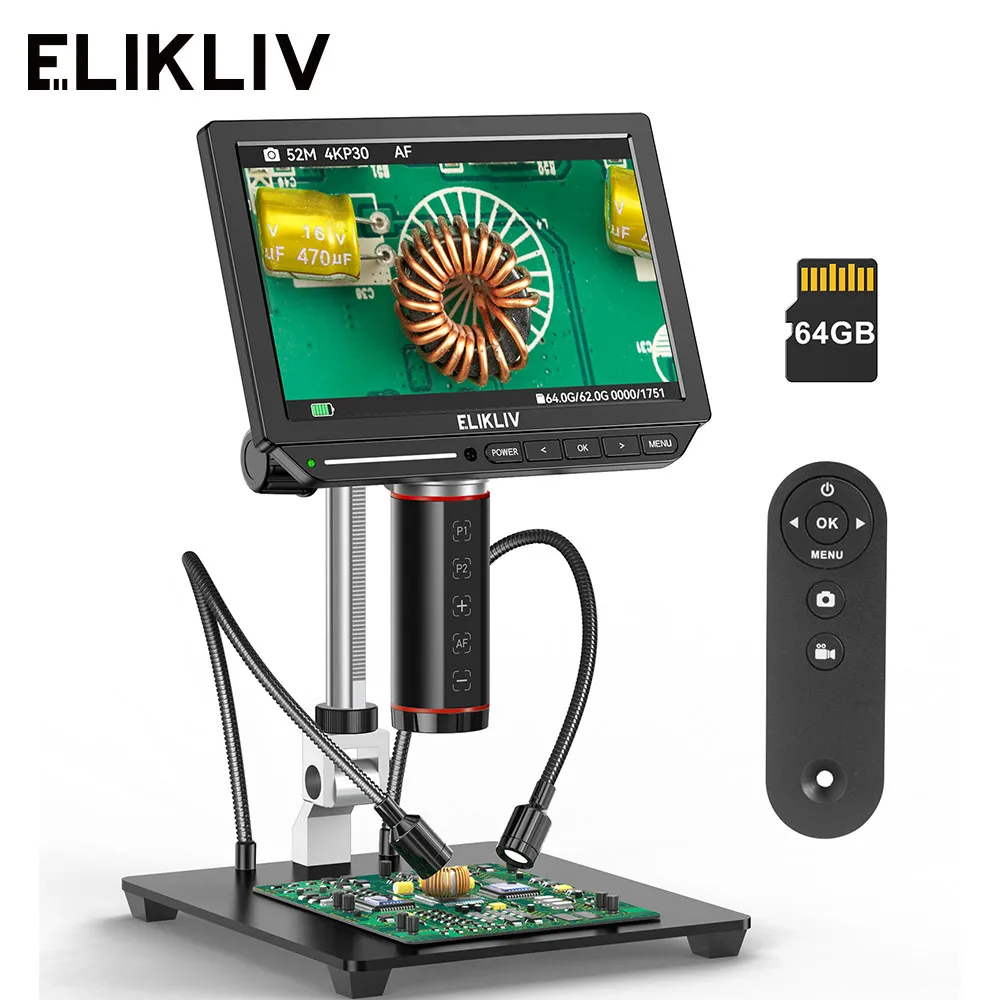 Electronics Repair Microscope - Elikliv EM4K-AF 4K Digitalmikroskop Autofokus 2000x