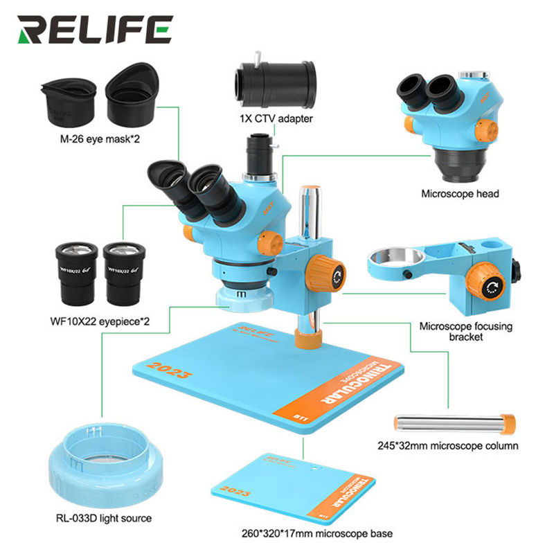 Electronics Repair Microscope - Relife RL-M5T-b11 0,7-5,0 Trin okular HD-Mikroskop