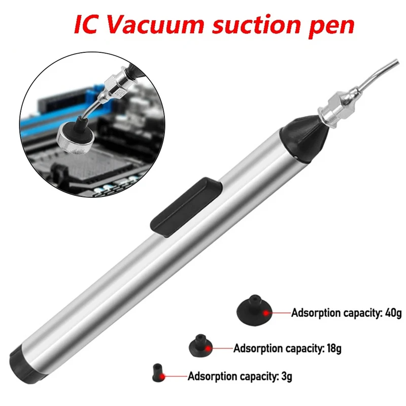 Electronics Repair Manual - Manuelles Vakuum-Saugstift-Set, 3 Düsen, SMD-IC-Extraktor, Chip-Entferner-Werkzeug