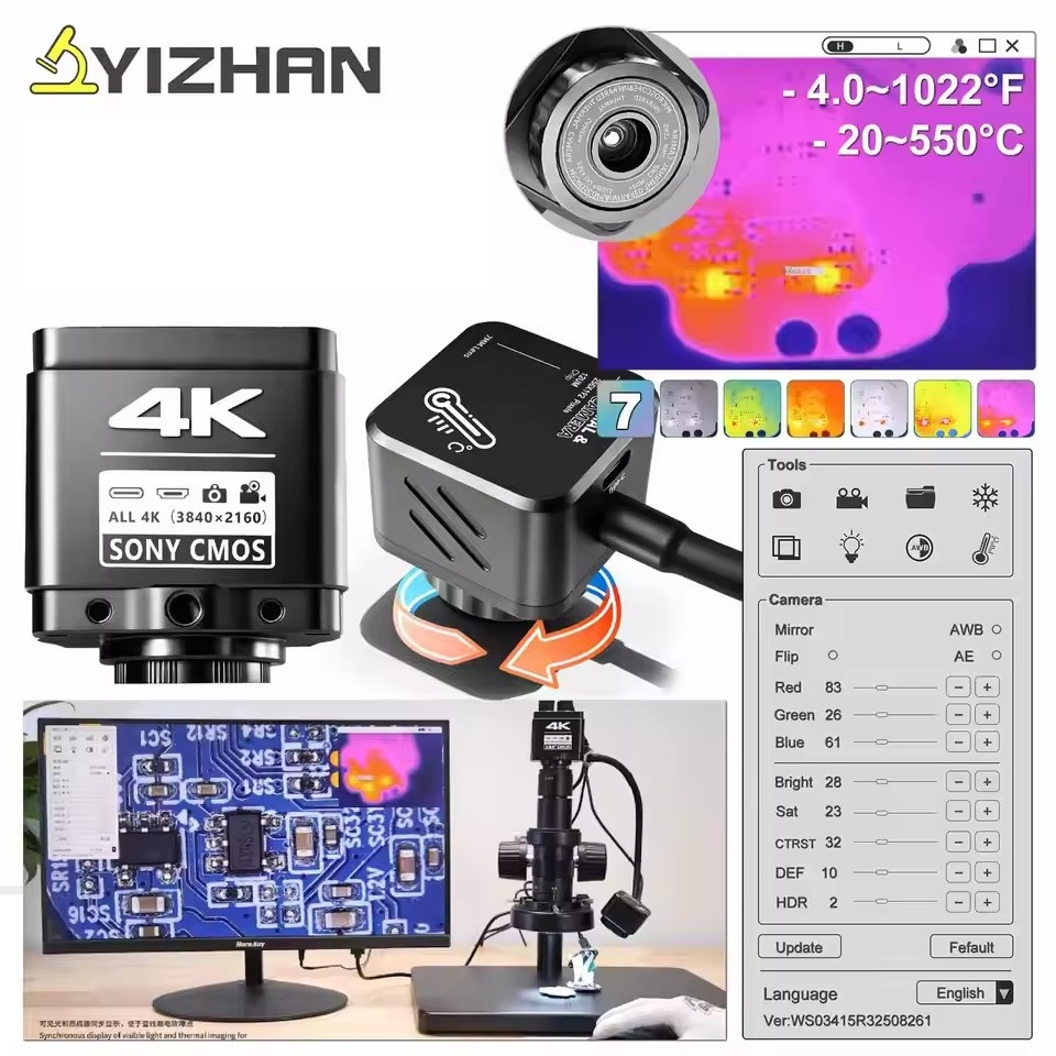 Electronics Repair Microscope - YIZHAN Wärmebildkamera 256*192 Pixel 4K Elektronik-Löt-Mikroskopkamera