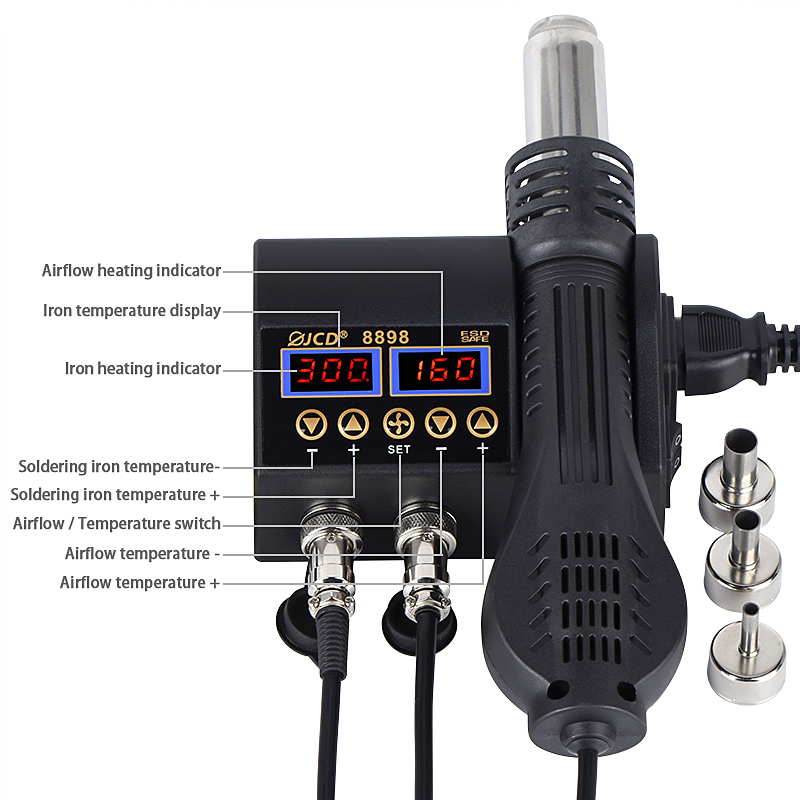 2 in 1 750 W Heißluftpistole L – Hot Air Station 858 Bewertung und Preis