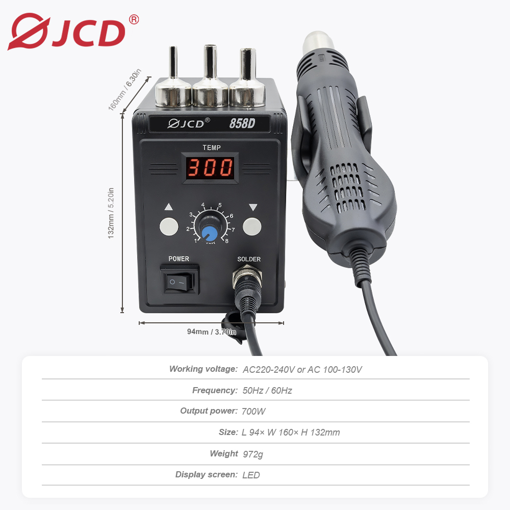 JCD Heißluftpistole 858D BGA R – Hot Air Station 858 Bewertung und Preis